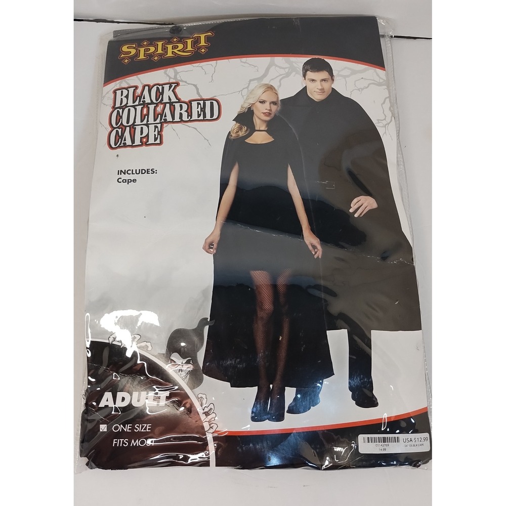 Spirit Halloween Black Collared Cape Adult Costume One Size Vampire Witch
